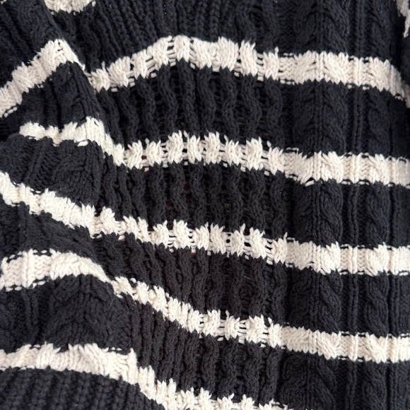 LA LIGNE Striped Black and White Knit Cable Women's Sweater - Picture 7 of 7